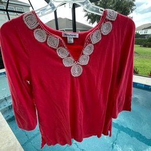 Tommy Bahama 3/4 Sleeve Tunic Coral Top Size Medium | Size M